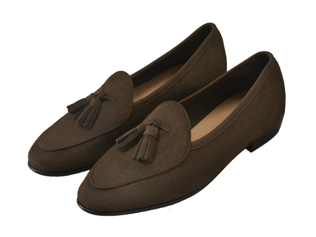 Sagan Classic Tassel Loafers in Olivine Green Asteria Suede