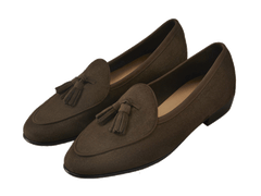 Sagan Classic Tassel Loafers in Olivine Green Asteria Suede