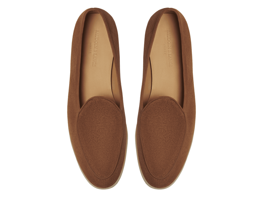 Stride Loafers in Cork Brown Glove Suede with Natural Sole