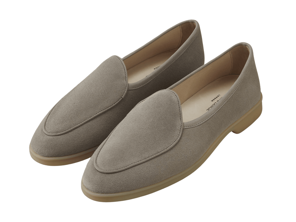 Stride Loafers in Sandy Grey Glove Suede Natural Sole