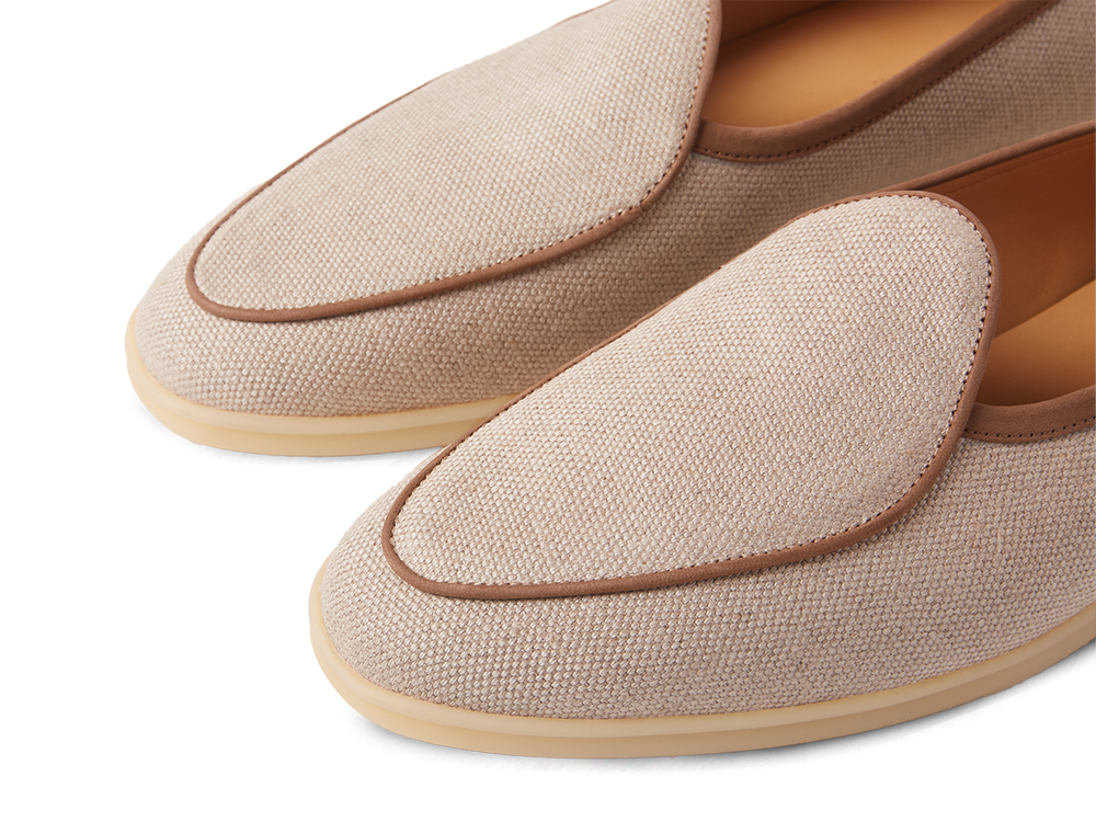Stride Loafers in Vachette Linen with Natural Sole