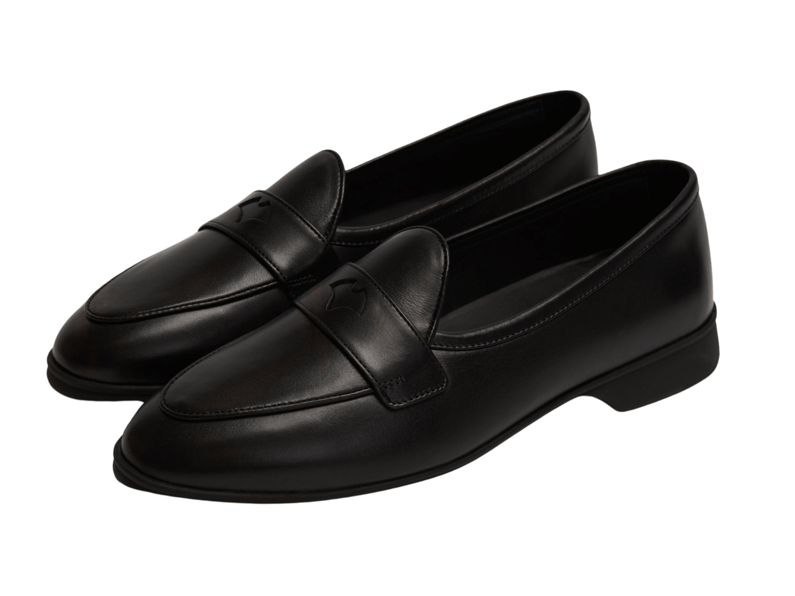 Stride Penny Loafers in Black Milled Calf