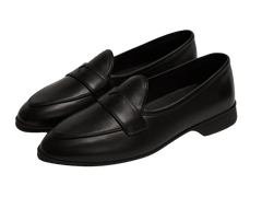 Stride Penny Loafers in Black Milled Calf