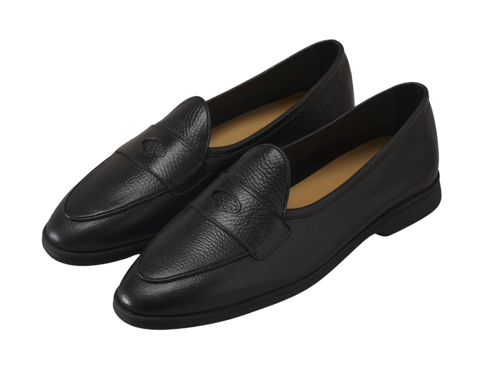 Stride Penny Loafers in Black Moorland Calf