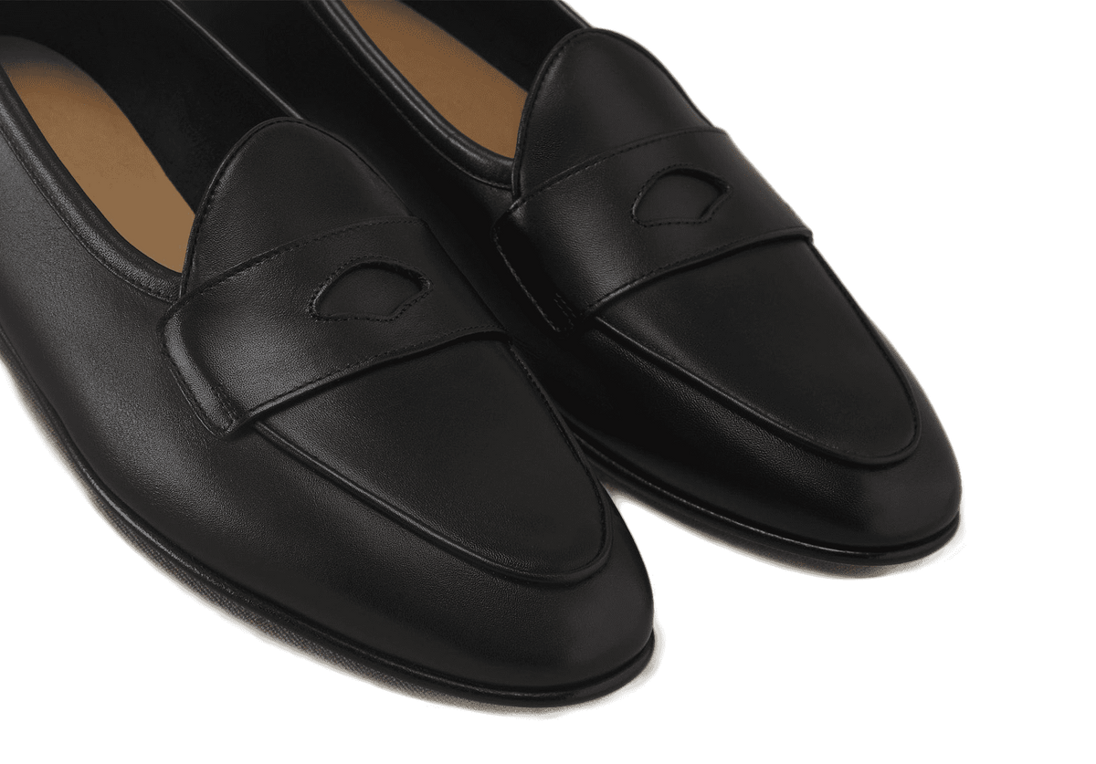 Sagan Rubber Ginkgo Loafers in Black Drape Calf