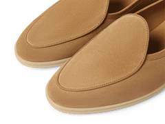 Stride Loafers in Caramel Glove Suede with Natural Sole