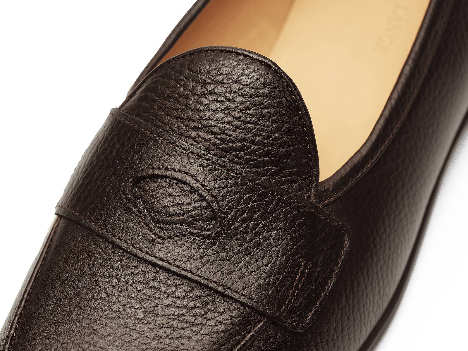 Stride Penny Loafers in Brown Moorland Calf with Dark Sole