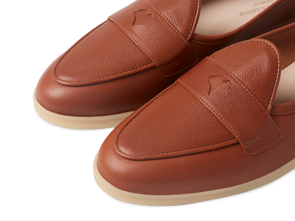 Stride Penny Loafers in Tan Moorland Calf with Natural Sole