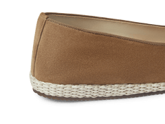Calvi Slippers in Noix Brown Luxe Suede and Gros Grain