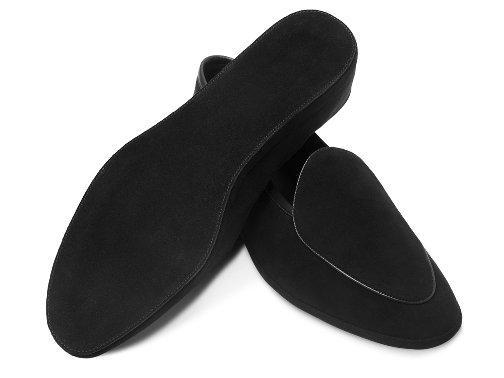 Lune Slippers in Black Luxe Suede