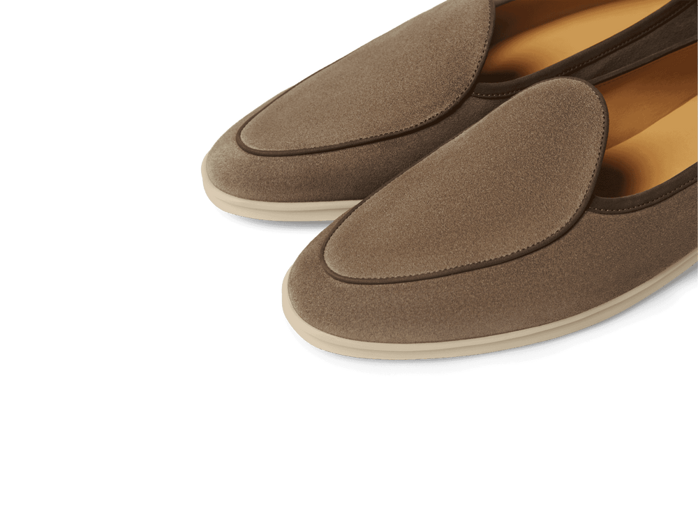 Stride Loafers in Fiji Grey Glove Suede with Natural Sole