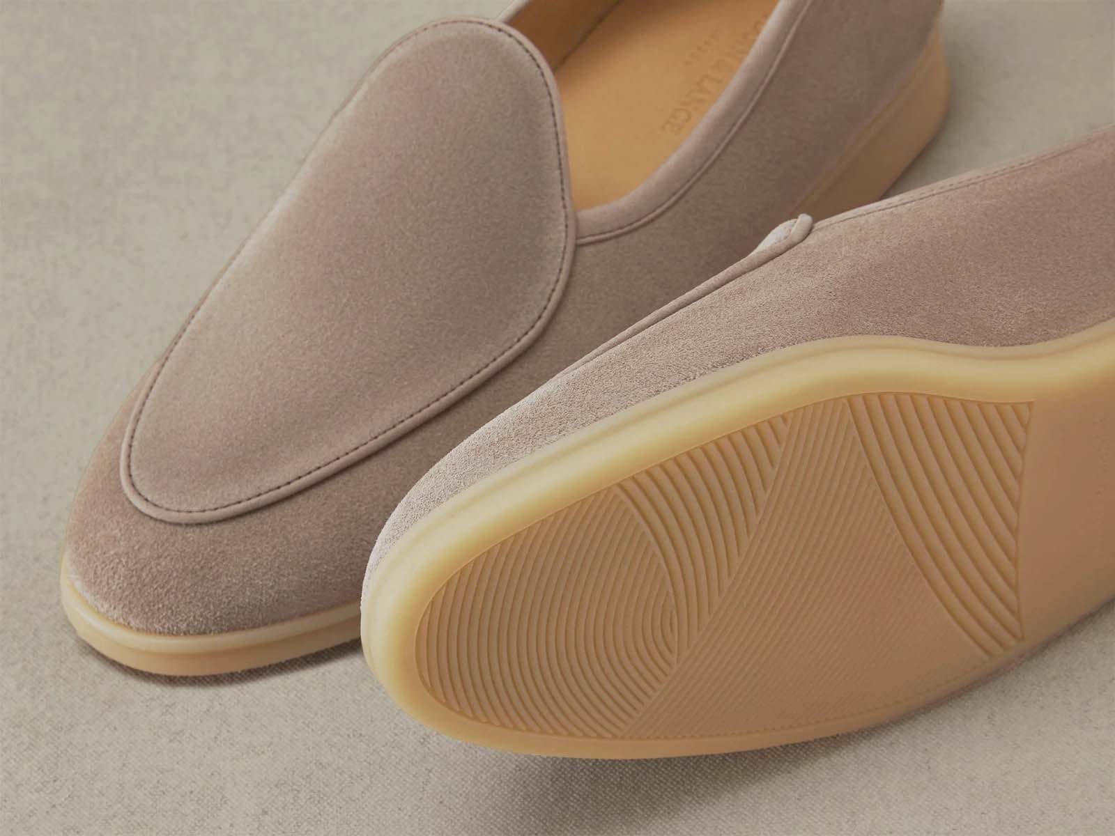 Stride Loafers in Sandy Grey Glove Suede Natural Sole