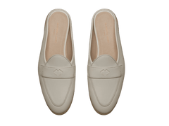 Stride Penny Mule Loafers in Blanc Cassè Milled Calf