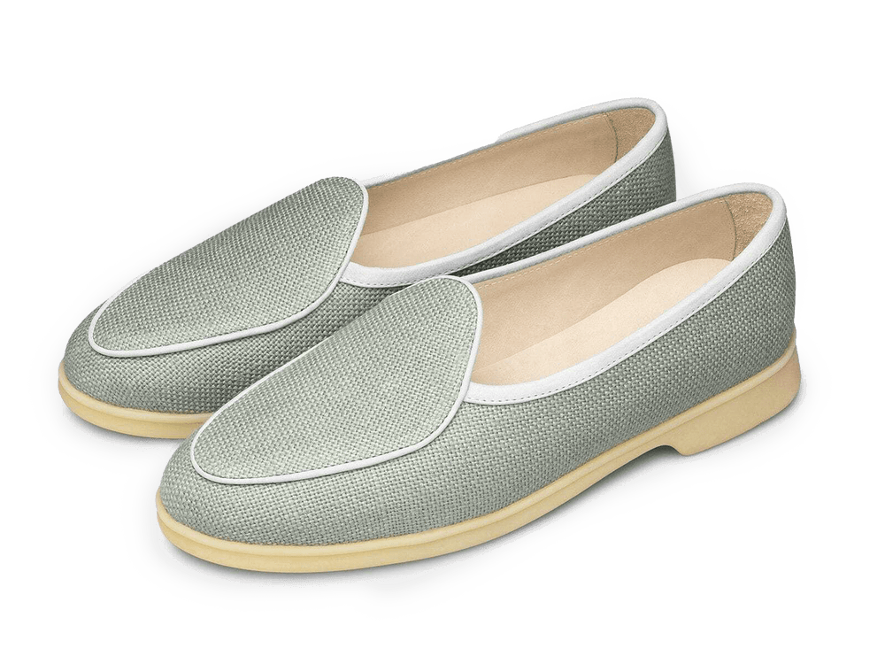 Stride Loafers in Celadon Linen Natural Sole