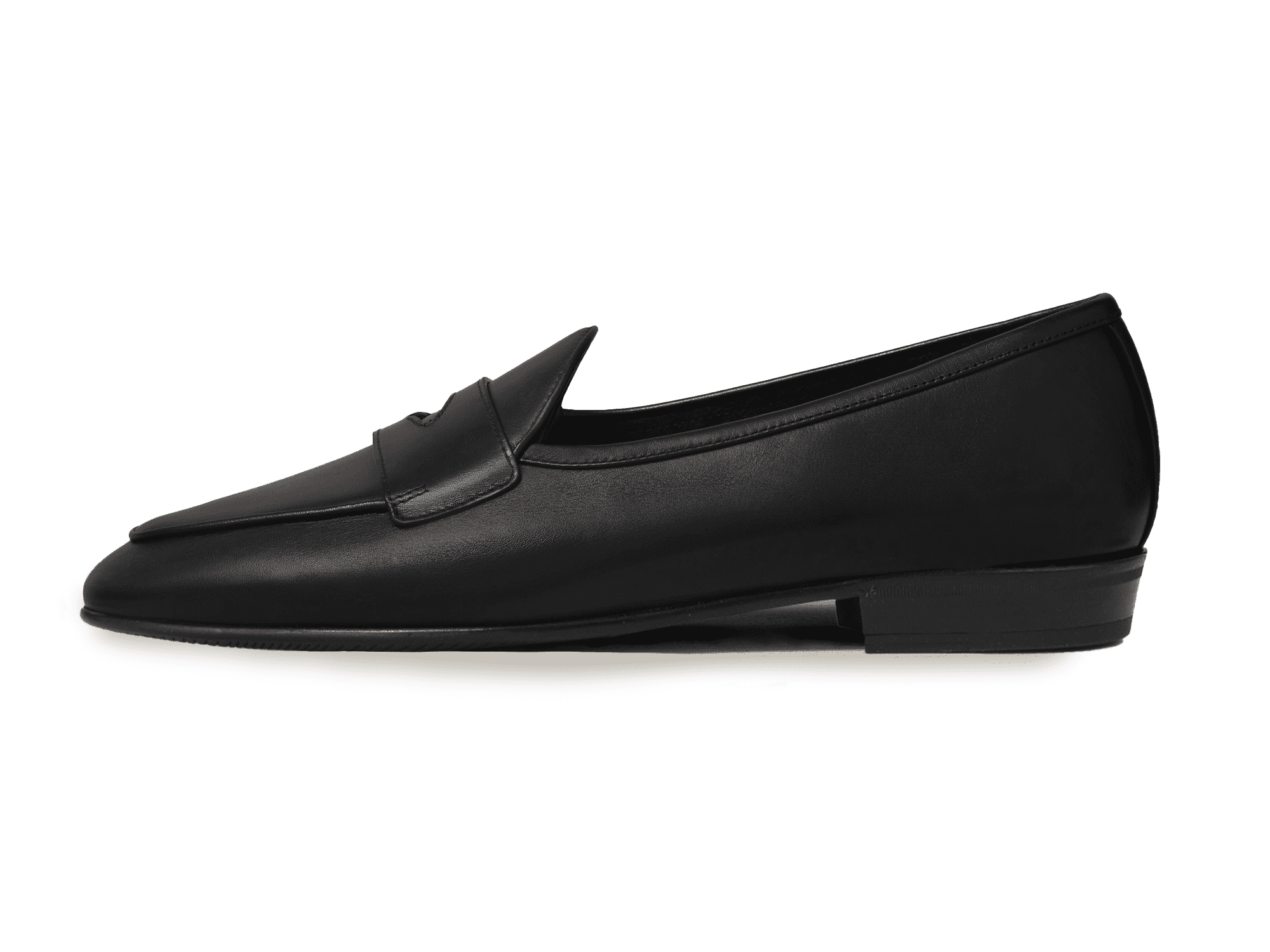 Sagan Classic Ginkgo Loafers in Black Drape Calf with Rubber Sole