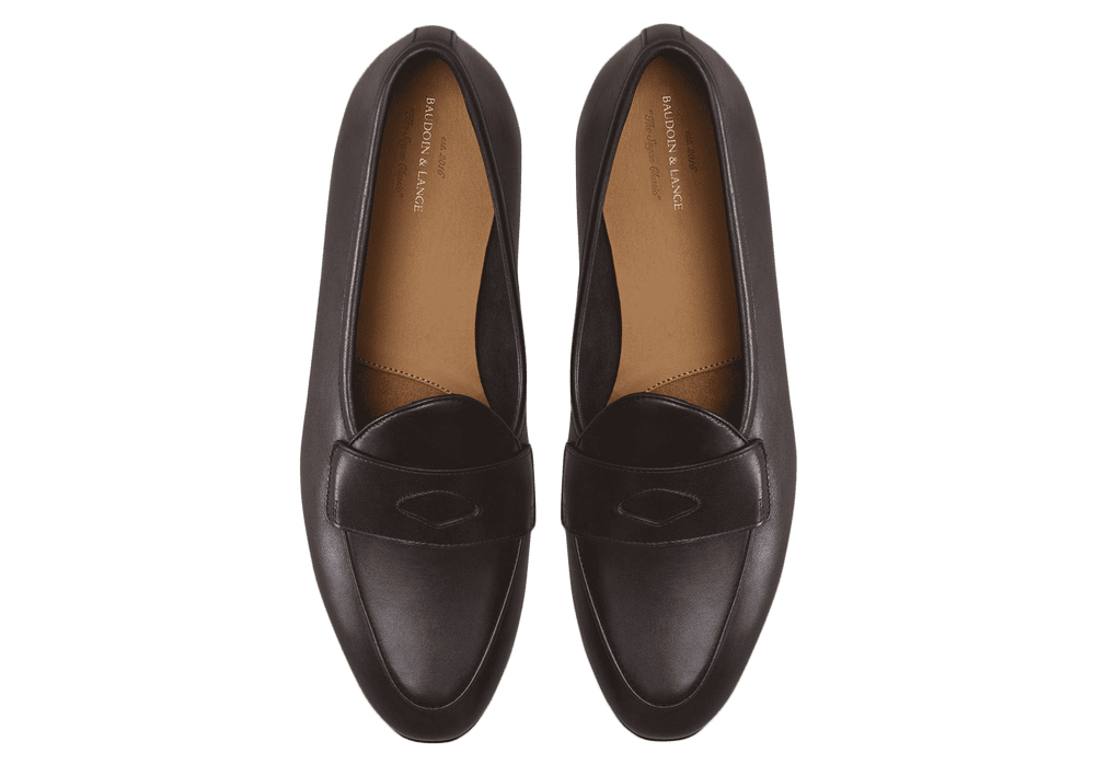 Sagan Rubber Ginkgo Loafers in Dark Brown Drape Calf