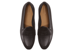 Sagan Classic Ginkgo Loafers in Dark Brown Drape Calf with Rubber Sole