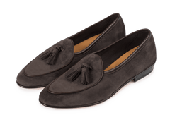 Sagan Classic Tassel Loafers in Bark Grey Asteria Suede