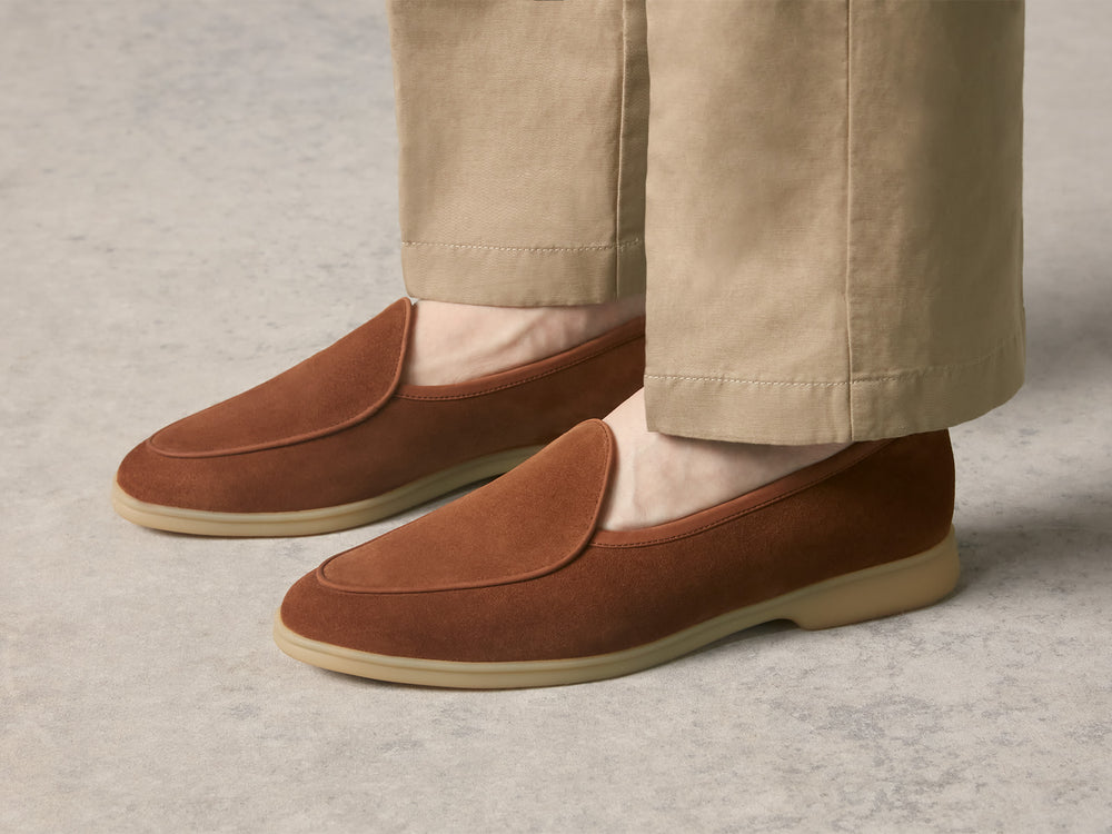 Stride Loafers in Cork Brown Glove Suede with Natural Sole