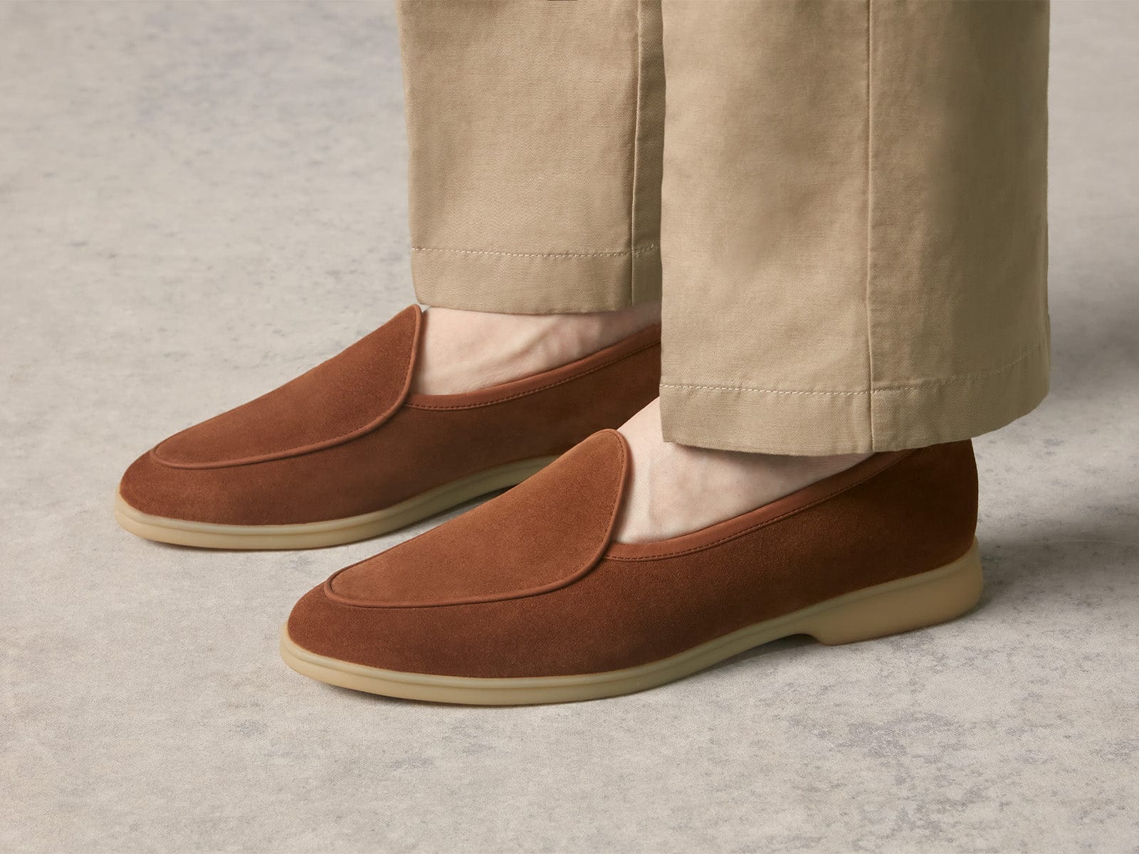 Stride Loafers in Cork Brown Glove Suede with Natural Sole