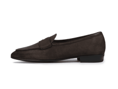 Sagan Classic Ginkgo Loafers in Lusitanias Dark Brown Asteria Suede with Rubber Sole