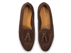 Sagan Rubber Tassel Loafers in Deep Taupe Asteria Suede