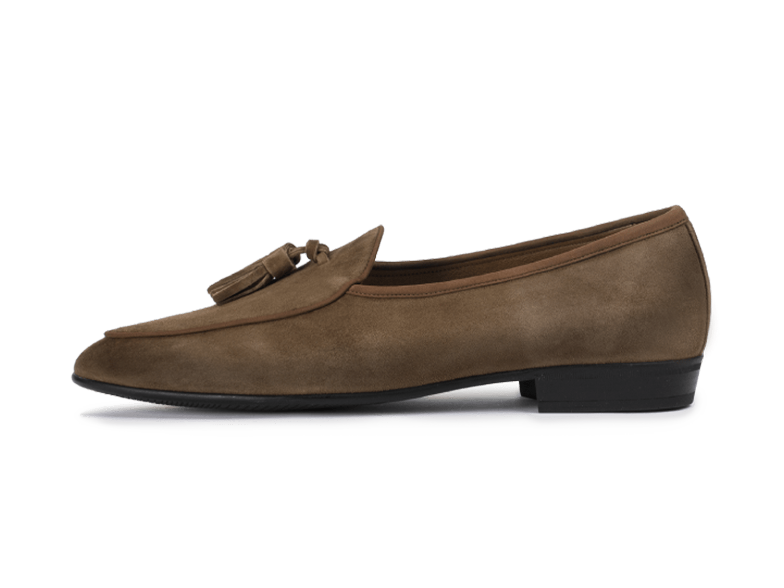 Sagan Rubber Tassel Loafers in Olivine Green Asteria Suede