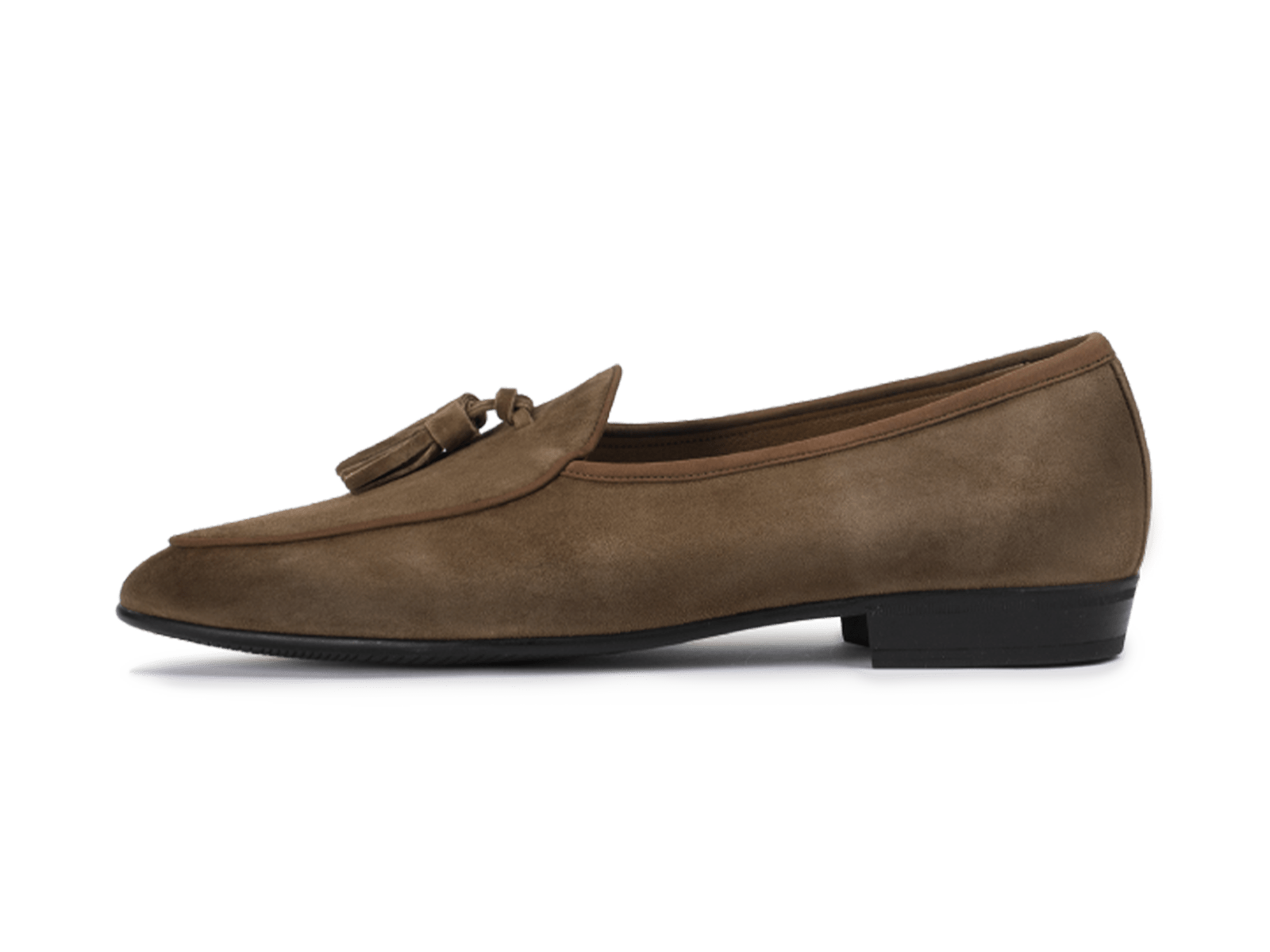 Sagan Classic Tassel Loafers in Olivine Green Asteria Suede with Rubber Sole