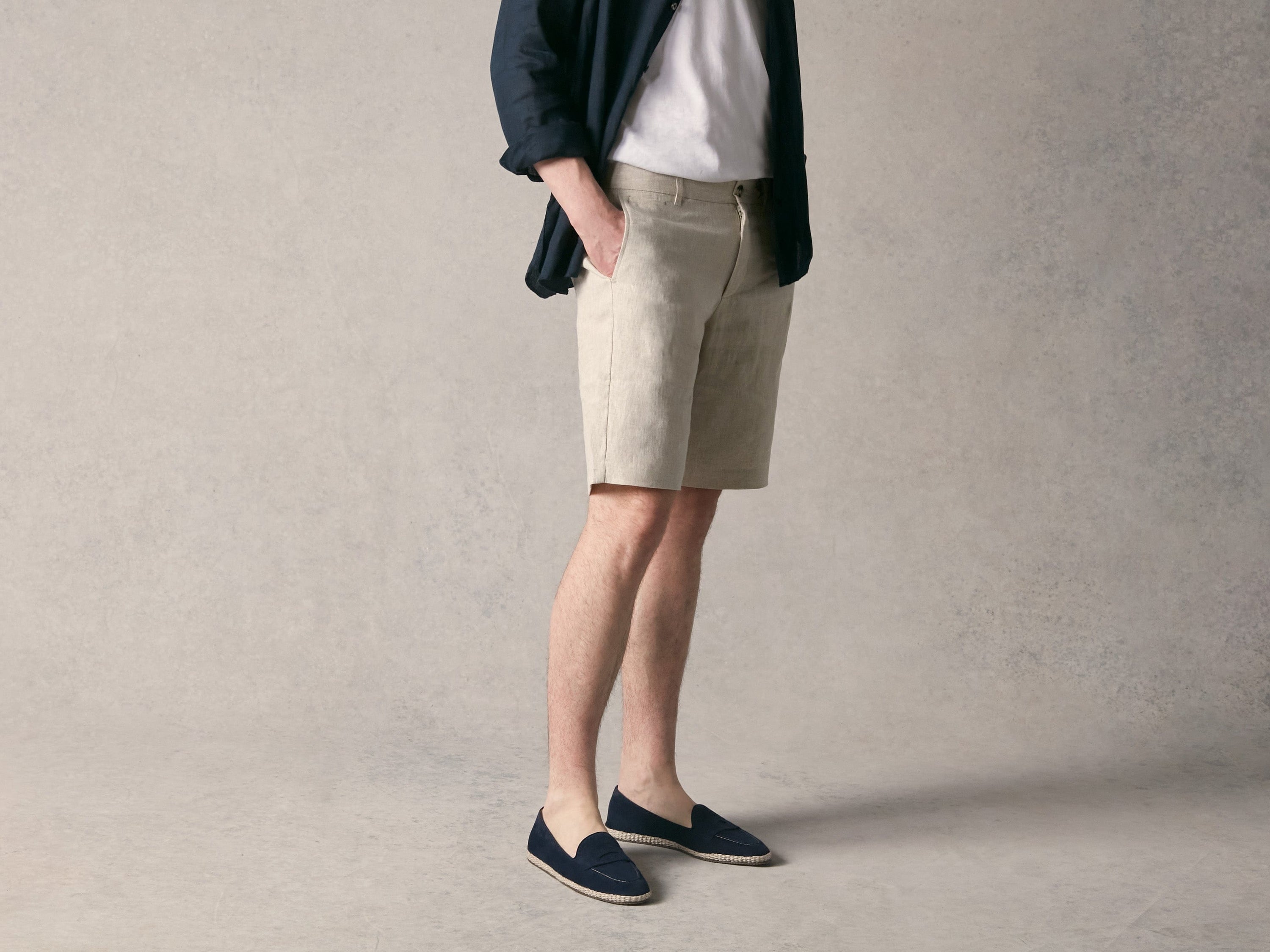 Calvi Slippers in Marina Navy Luxe Suede and Gros Grain
