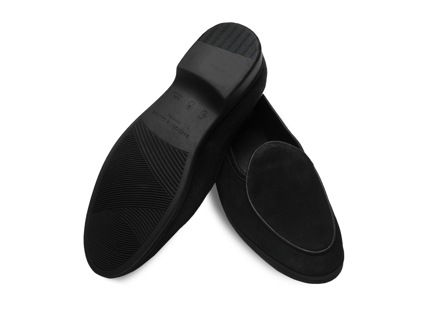Stride Loafers in Black Glove Suede Dark Sole