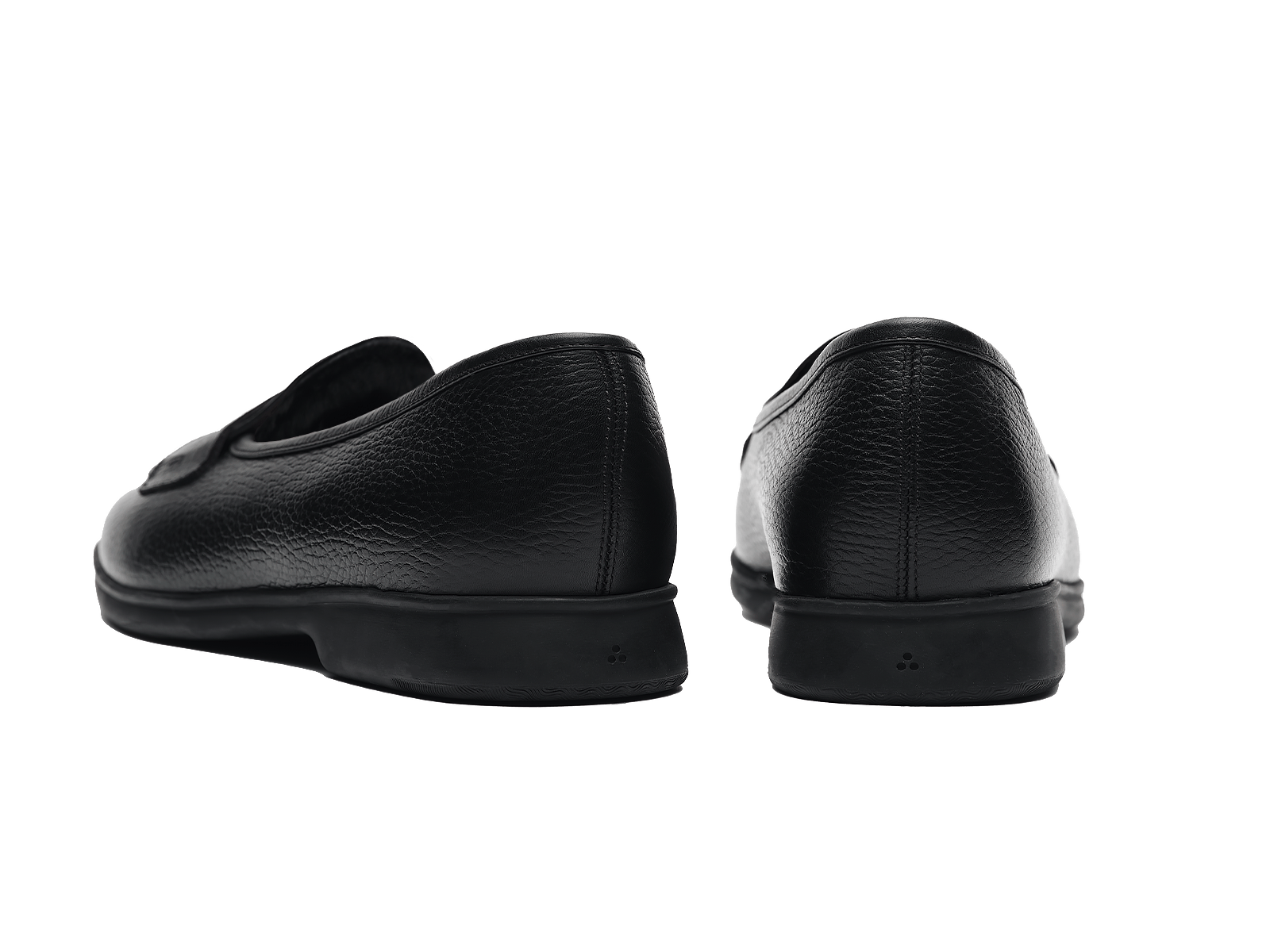 Stride Penny Loafers in Black Moorland Calf with Shearling Lining