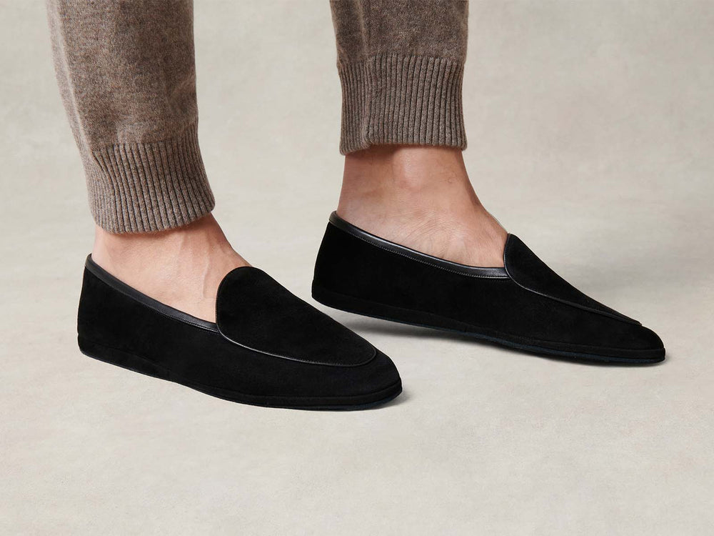 Lune Slippers in Black Luxe Suede