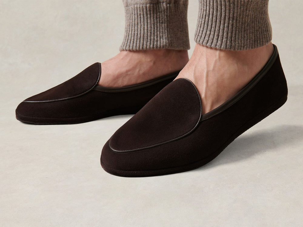 Lune Slippers in Dark Brown Luxe Suede