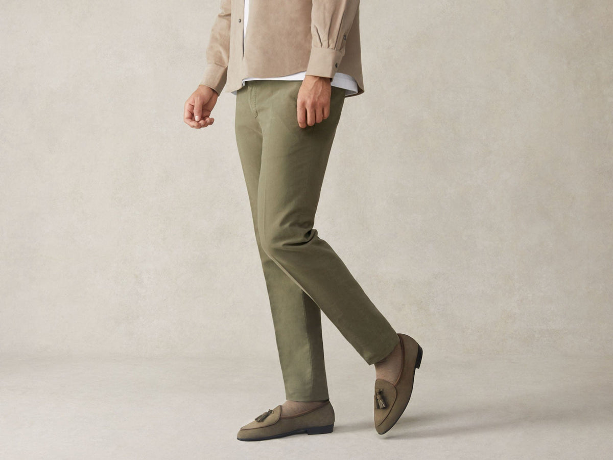 Sagan Rubber Tassel Loafers in Olivine Green Asteria Suede