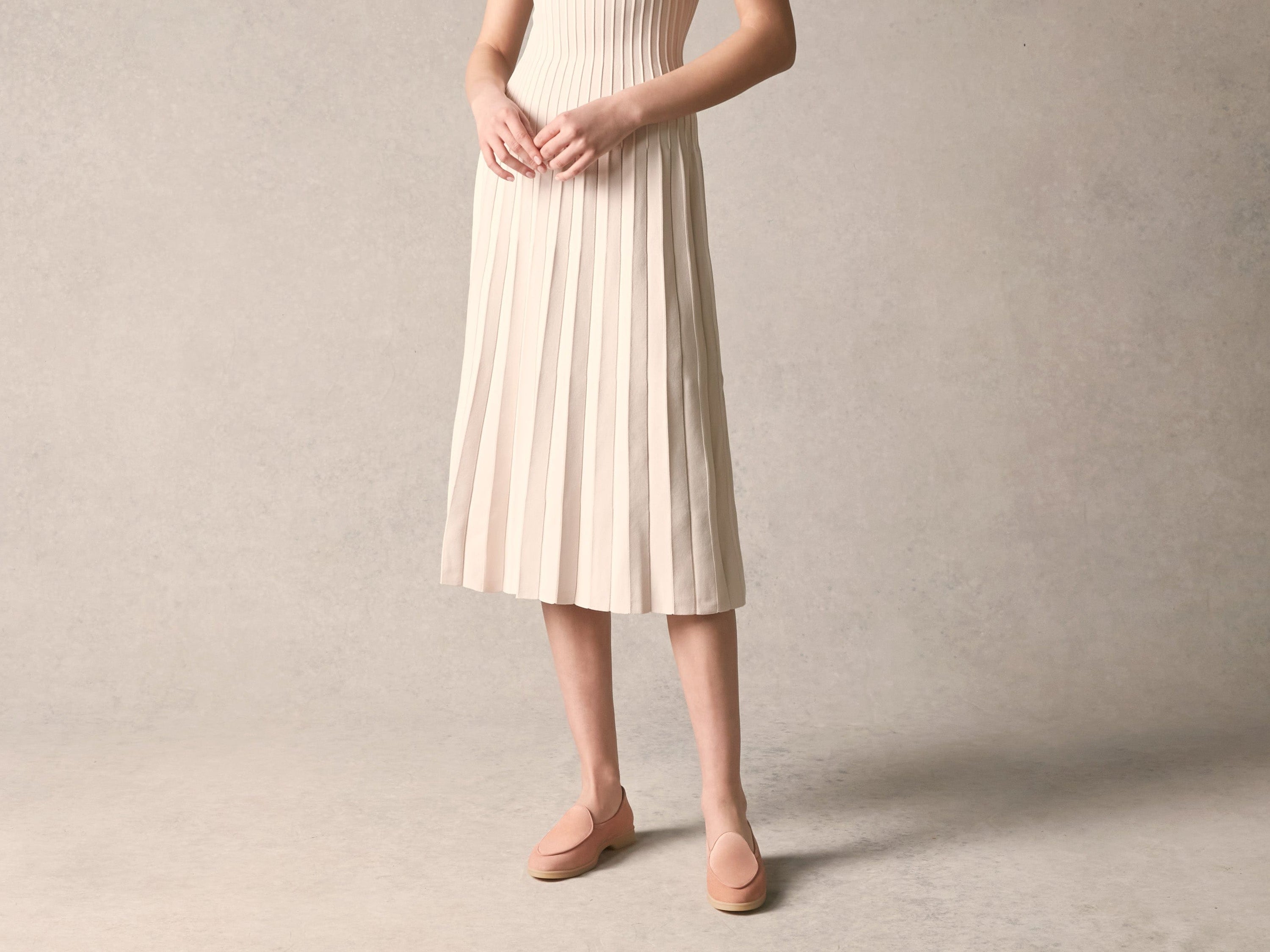 Stride Loafers in Blush Pink Glove Suede with Natural Sole