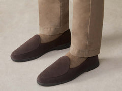 Stride Loafers in Dark Brown Glove Suede Dark Sole