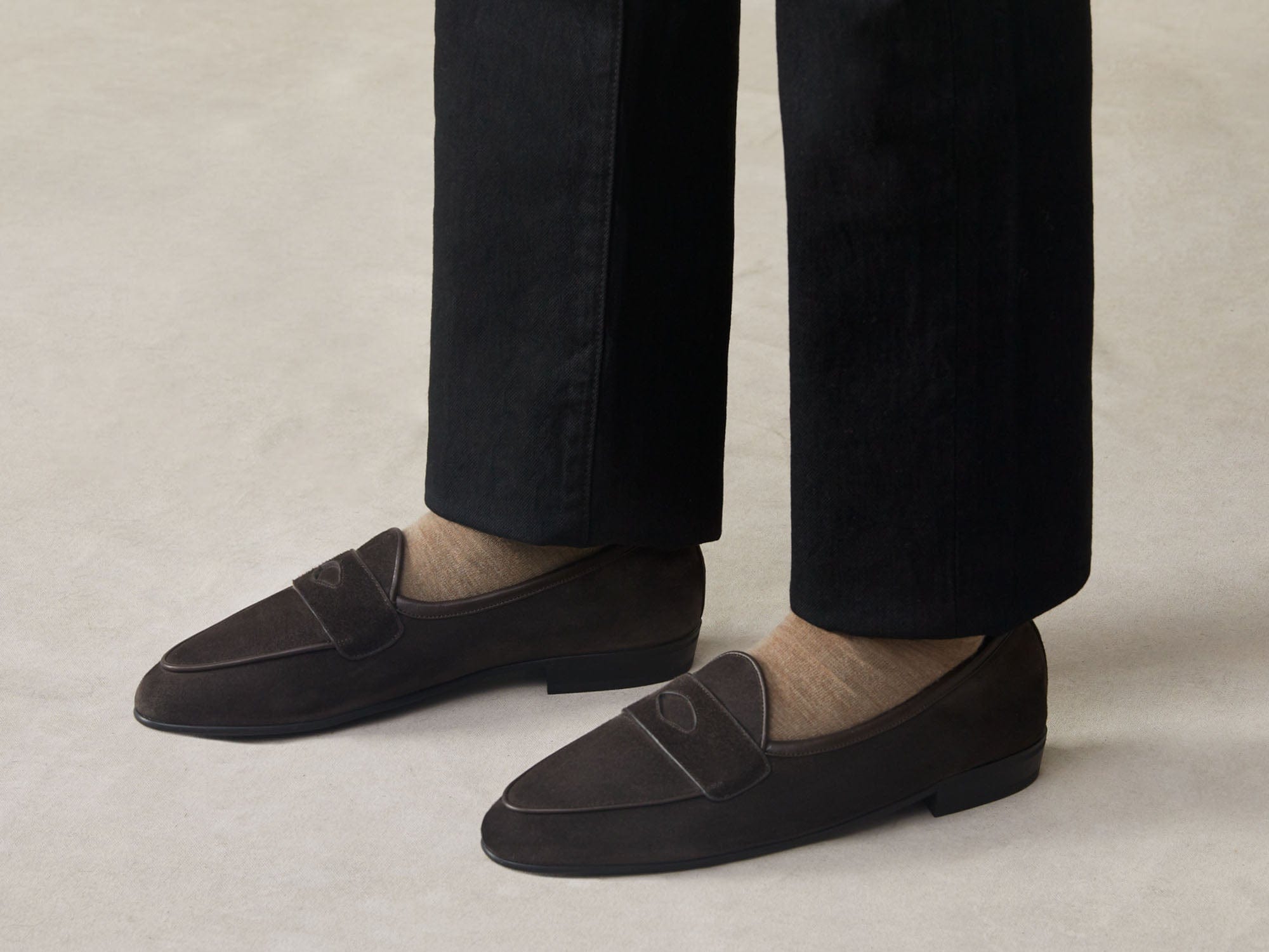 Sagan Classic Ginkgo Loafers in Lusitanias Dark Brown Asteria Suede with Rubber Sole