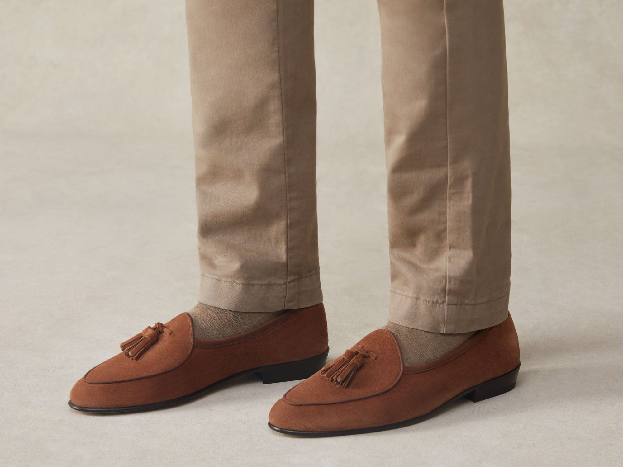 Sagan Classic Tassel Loafers in Moyen Brown Asteria Suede