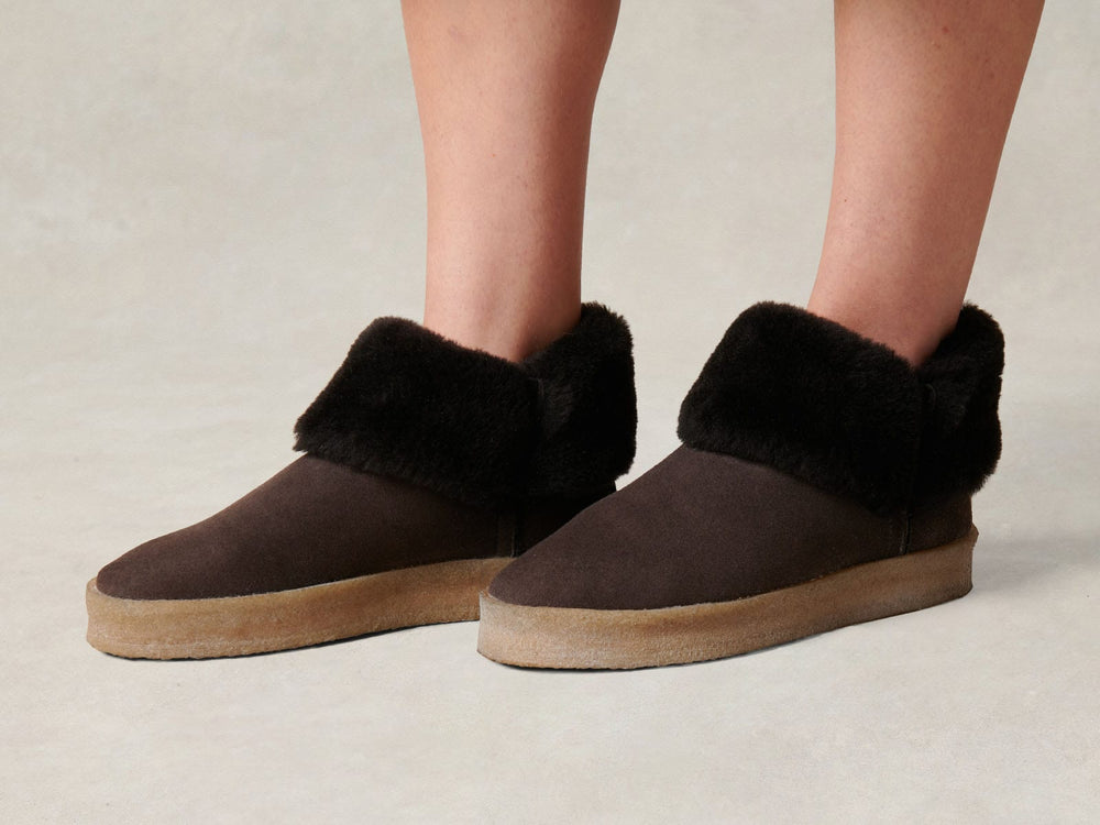 Winema Boots in Dark Brown Shearling Suede