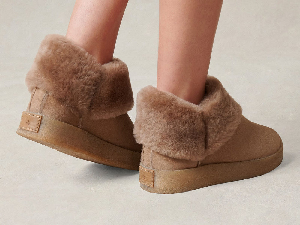 Winema Boots in Taupe Shearling Suede