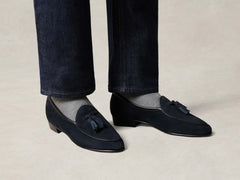 Sagan Classic Tassel Loafers in Midnight Navy Suede