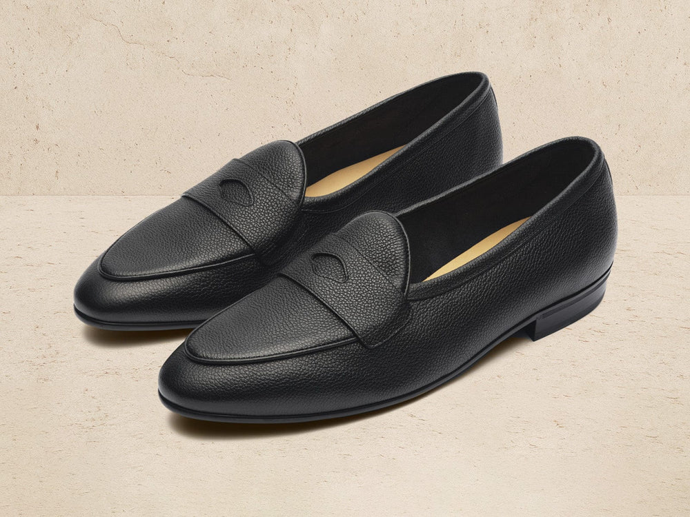 Sagan Rubber Ginkgo Loafers in Black Lunar Grain Calf