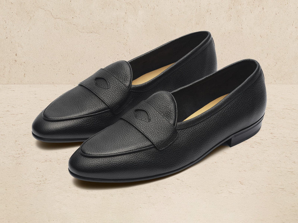 Sagan Rubber Ginkgo Loafers in Black Lunar Grain Calf