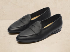 Sagan Rubber Ginkgo Loafers in Black Lunar Grain Calf