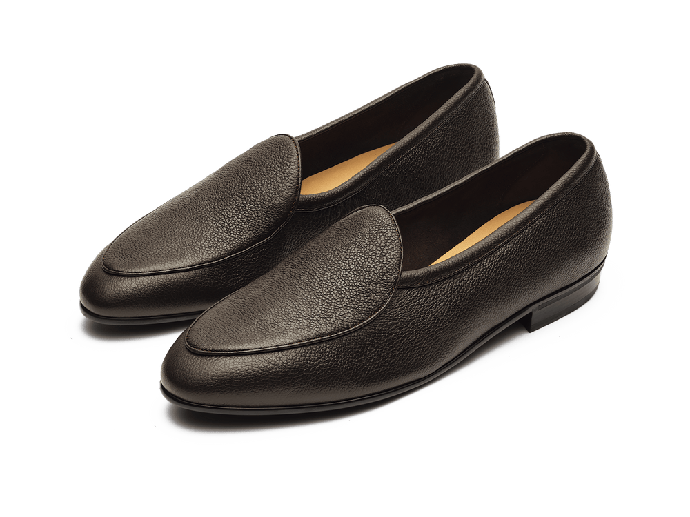 Sagan Rubber Loafers in Dark Brown Lunar Grain Calf
