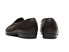 Sagan Rubber Loafers in Dark Brown Lunar Grain Calf with Rubber Sole
