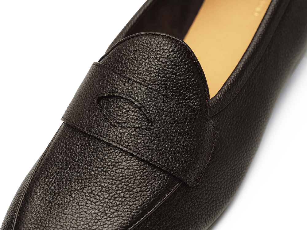 Sagan Rubber Ginkgo Loafers in Dark Brown Lunar Grain Calf