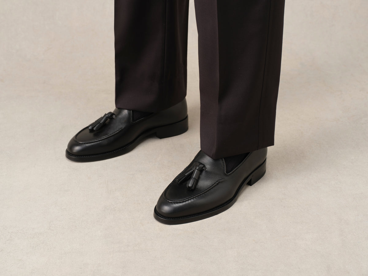 Hertford Tassel Loafers in Black Noble Calf