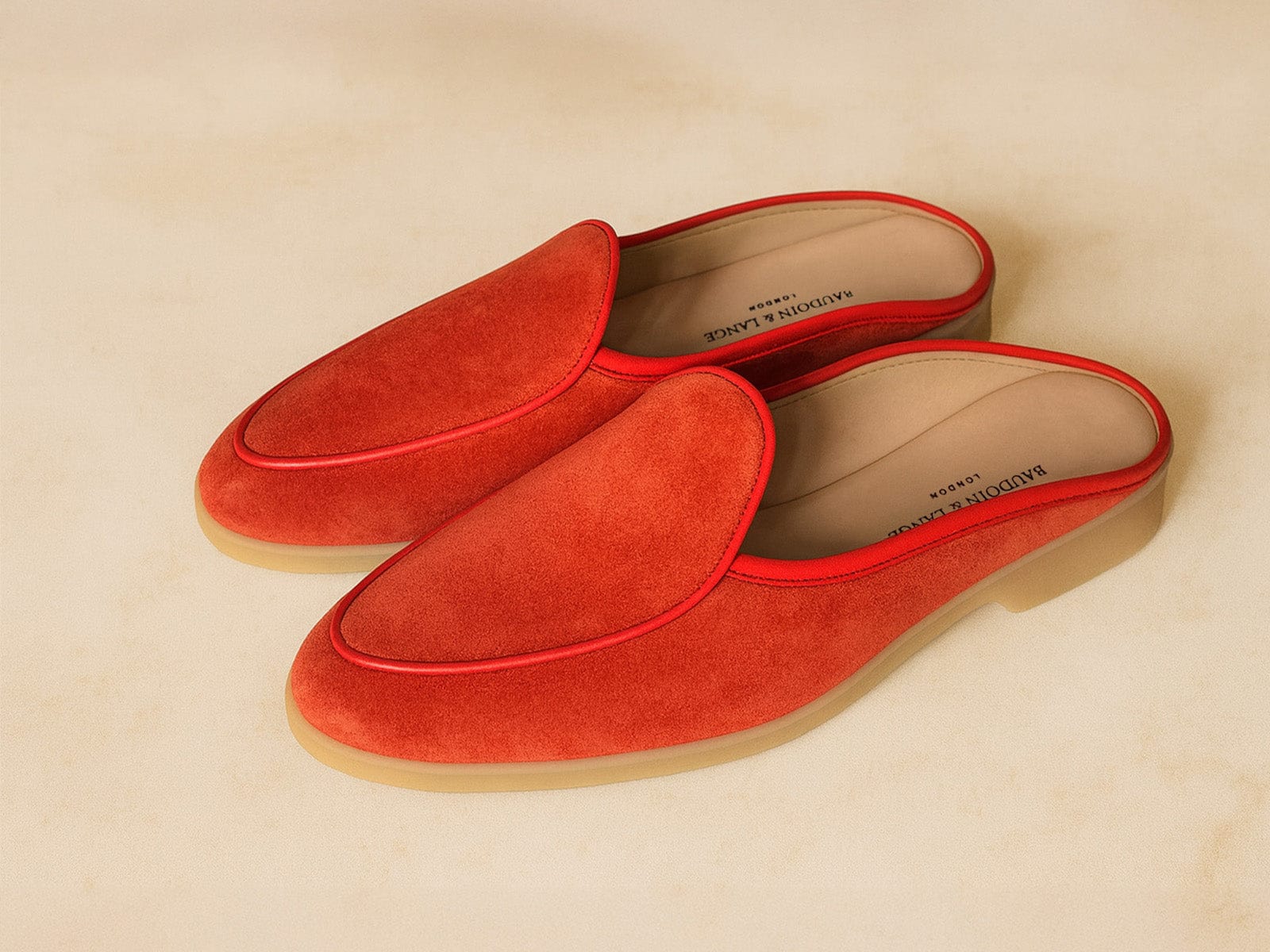 Stride Mule in Coral Glove Suede