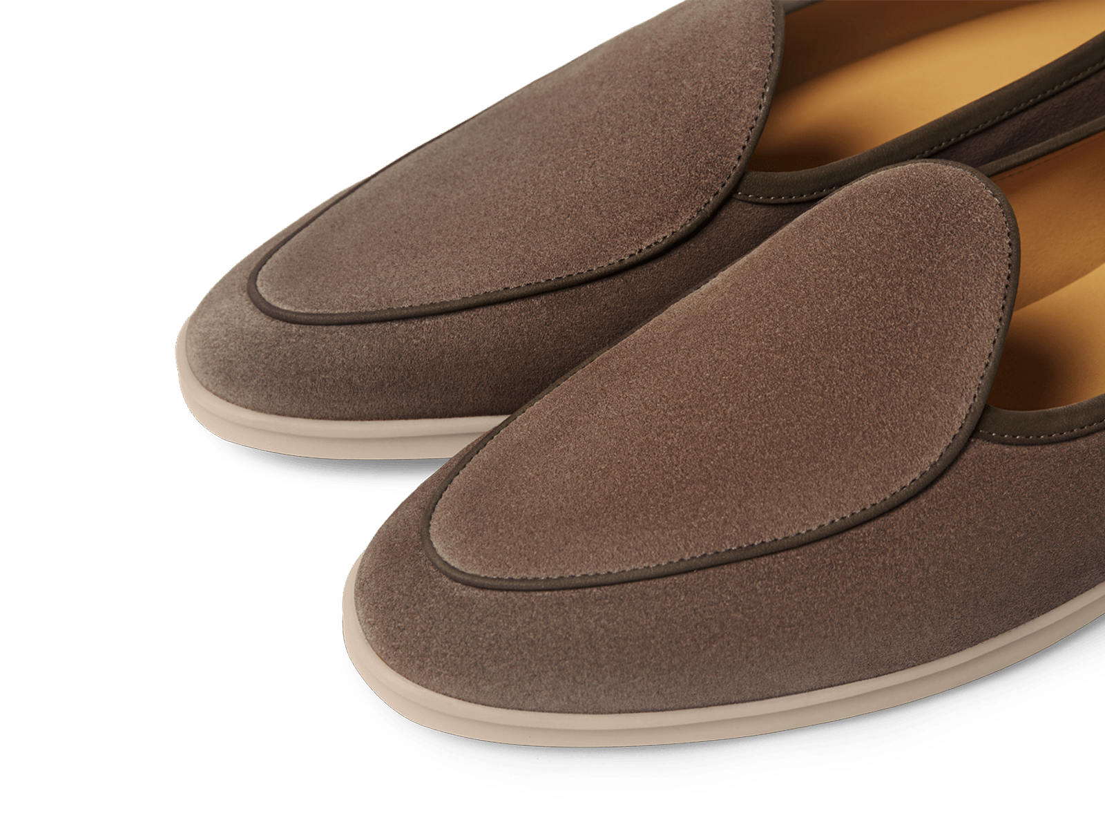 Stride Loafers in Fiji Taupe Glove Suede with Natural Sole
